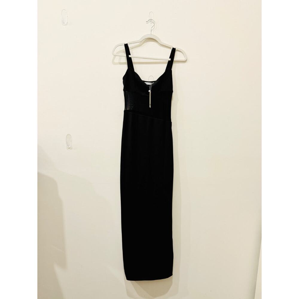 Effie Kats Sleeveless Bodycon Long Maxi Dress with Sheer Panels Black Women's S